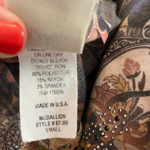 Jess & Jane Rose Garden Bling Long Sleeve Tunic Blouse, Women’s size Small - Picture 4 of 7